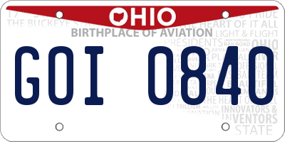 OH license plate GOI0840