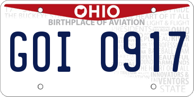 OH license plate GOI0917