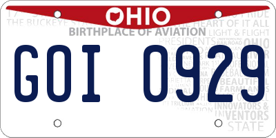 OH license plate GOI0929