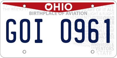 OH license plate GOI0961