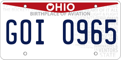 OH license plate GOI0965