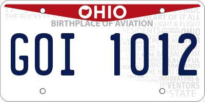 OH license plate GOI1012