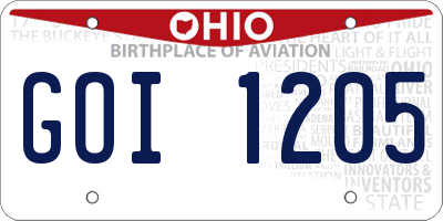 OH license plate GOI1205