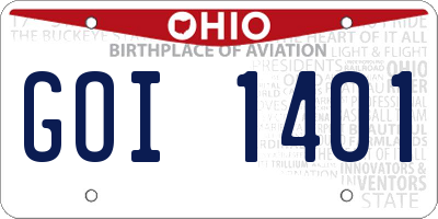 OH license plate GOI1401
