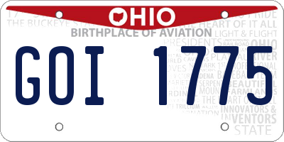 OH license plate GOI1775