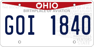 OH license plate GOI1840