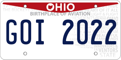 OH license plate GOI2022