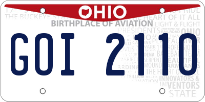 OH license plate GOI2110