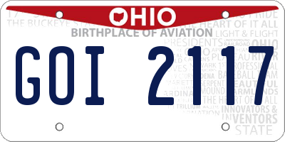 OH license plate GOI2117