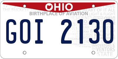 OH license plate GOI2130