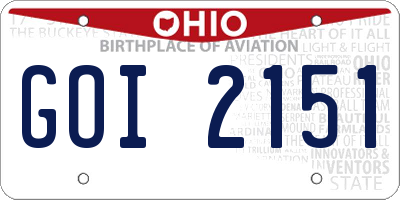OH license plate GOI2151
