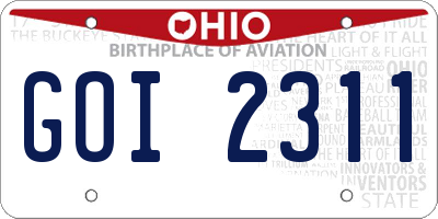 OH license plate GOI2311