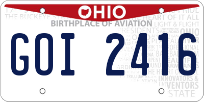 OH license plate GOI2416