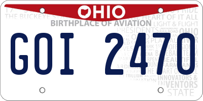 OH license plate GOI2470