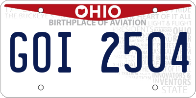 OH license plate GOI2504