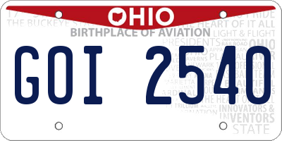 OH license plate GOI2540
