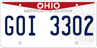 OH license plate GOI3302