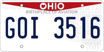 OH license plate GOI3516