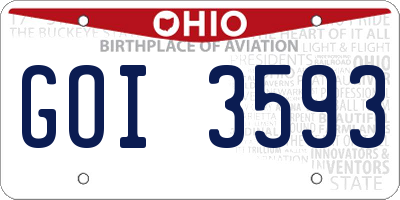 OH license plate GOI3593