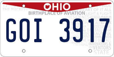 OH license plate GOI3917