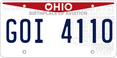 OH license plate GOI4110