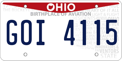 OH license plate GOI4115