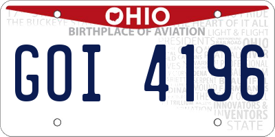 OH license plate GOI4196