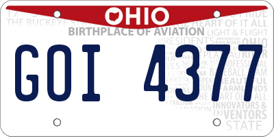 OH license plate GOI4377