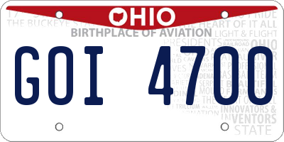 OH license plate GOI4700