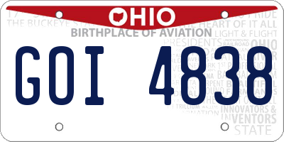 OH license plate GOI4838