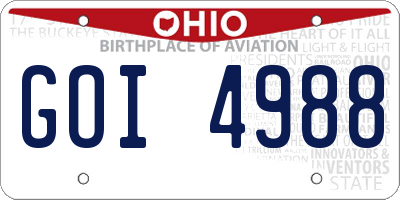OH license plate GOI4988