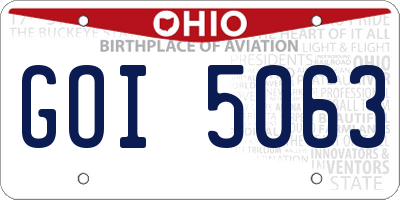 OH license plate GOI5063