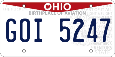 OH license plate GOI5247