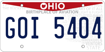 OH license plate GOI5404