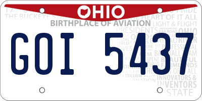 OH license plate GOI5437