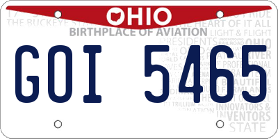 OH license plate GOI5465