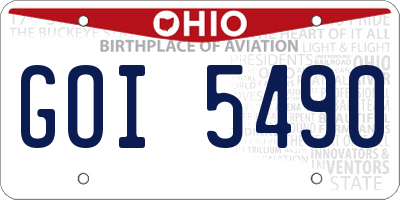 OH license plate GOI5490