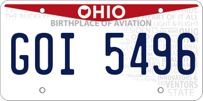 OH license plate GOI5496
