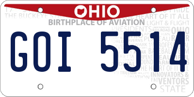 OH license plate GOI5514