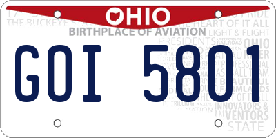 OH license plate GOI5801