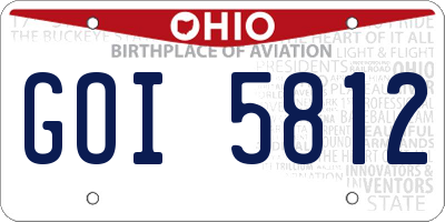 OH license plate GOI5812