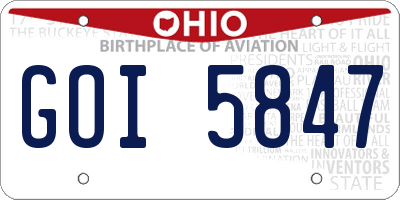 OH license plate GOI5847