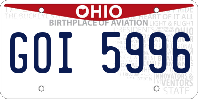 OH license plate GOI5996