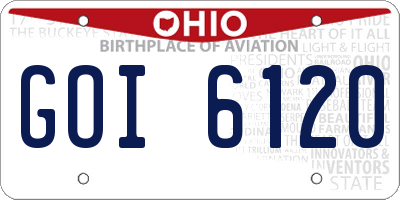 OH license plate GOI6120
