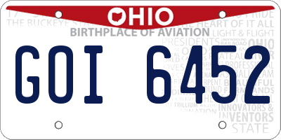 OH license plate GOI6452