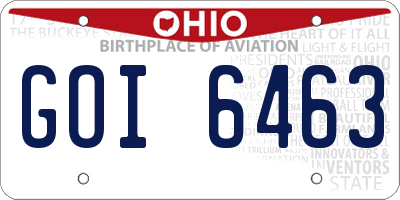 OH license plate GOI6463