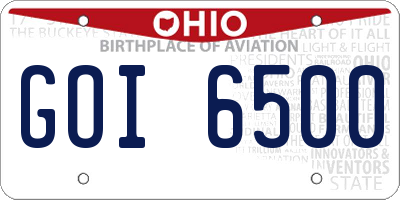 OH license plate GOI6500