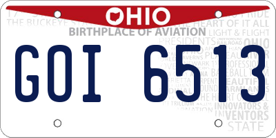 OH license plate GOI6513