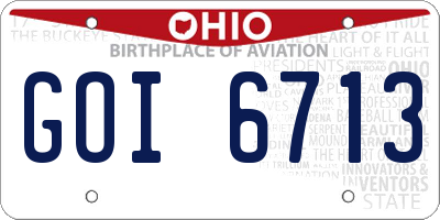 OH license plate GOI6713