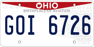 OH license plate GOI6726
